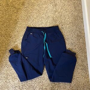 Figs Navy Joggers with Teal Drawstring